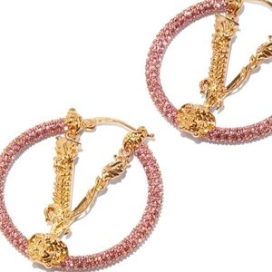 Authentic Versace pink crystal hoops